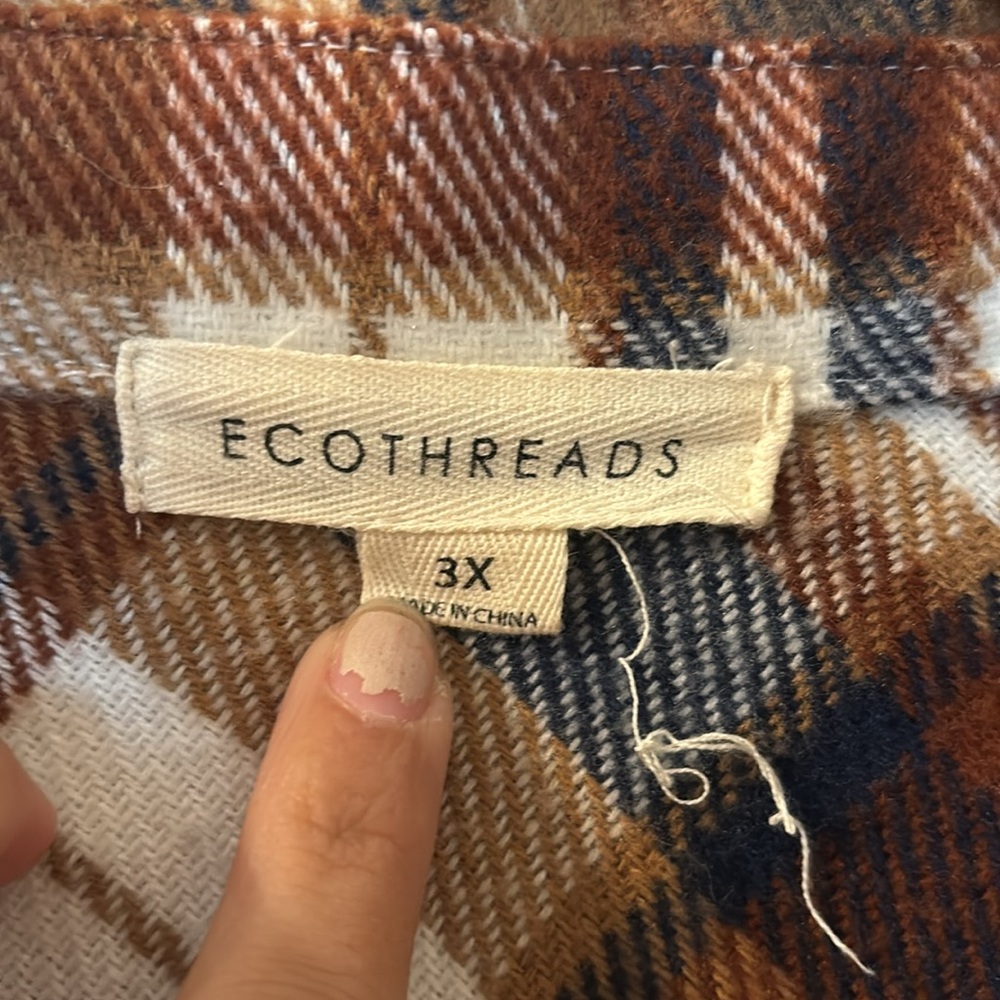 Ecothreads Flannel Button Down Size 3xl - image 3